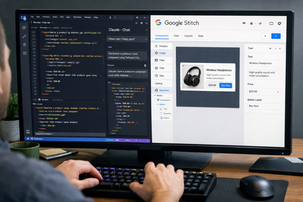 Google Stitch with VSCode and Claude at blogpandit.com
